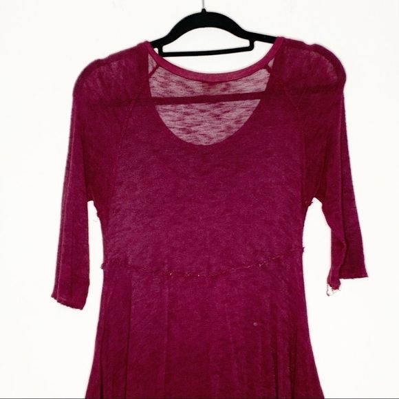 Free People Red Weekends Layering Knit Top Small - Picture 6 of 8